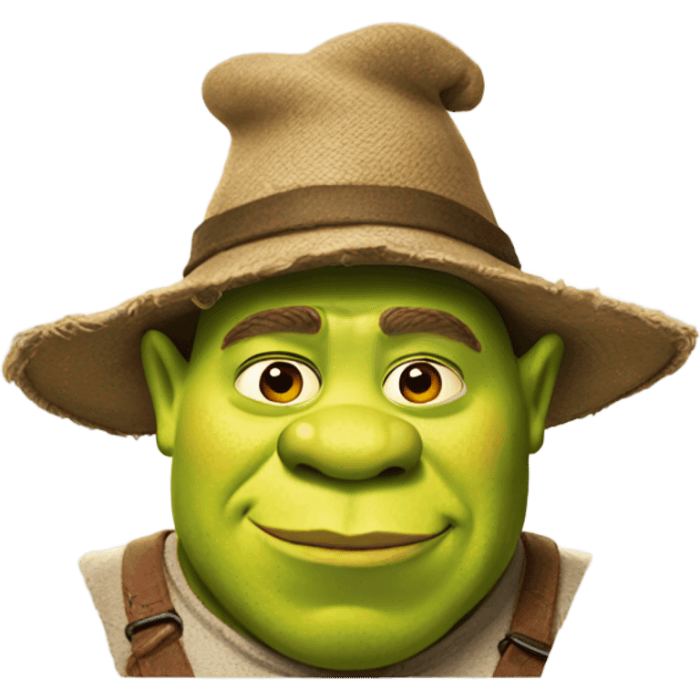 Shrek wearing a hat emoji