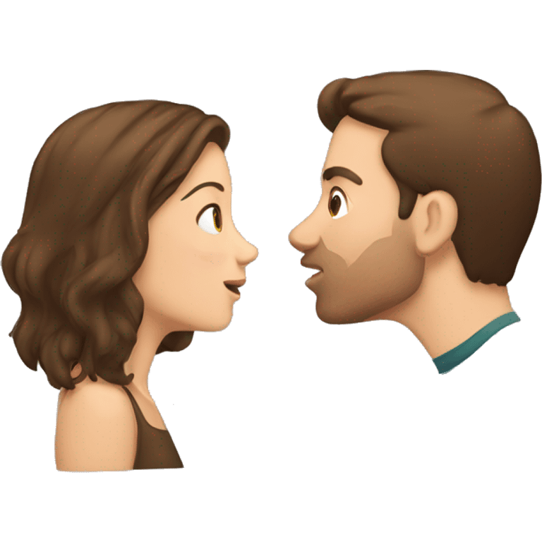 a girl with brown hair kissing a guy with brown hair  emoji