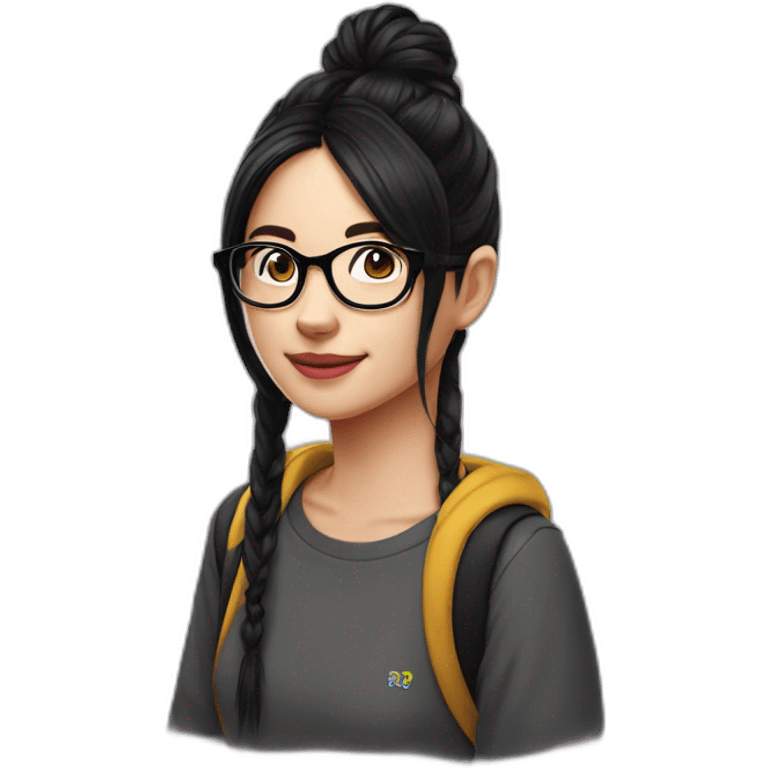 FCB girl long black hair with glasses official t-shirt emoji