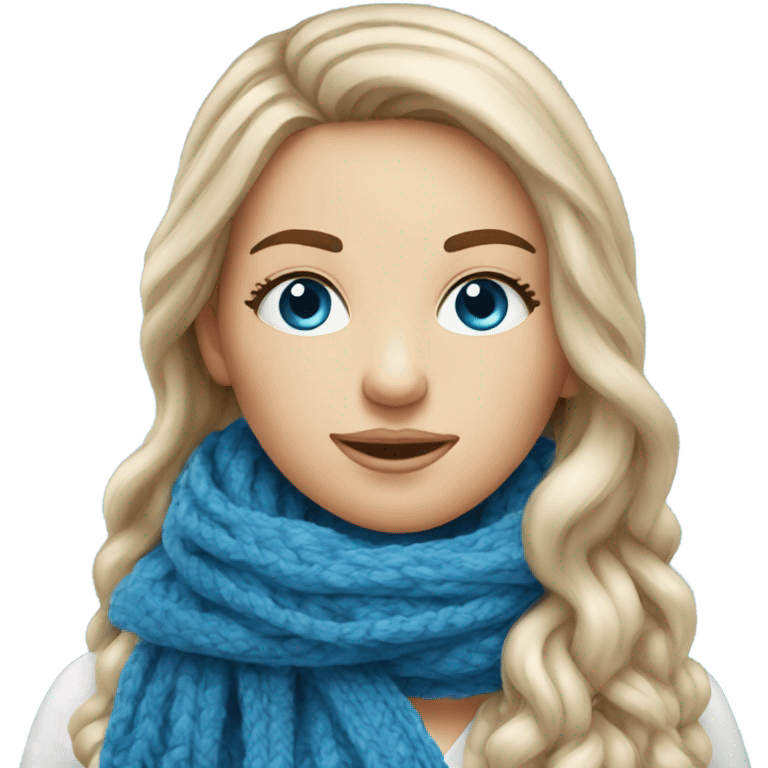 beautiful finnish fair long hair woman with blue eye knitting scarf emoji