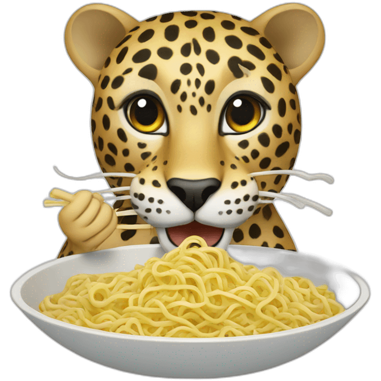 A leopard eating noodles emoji