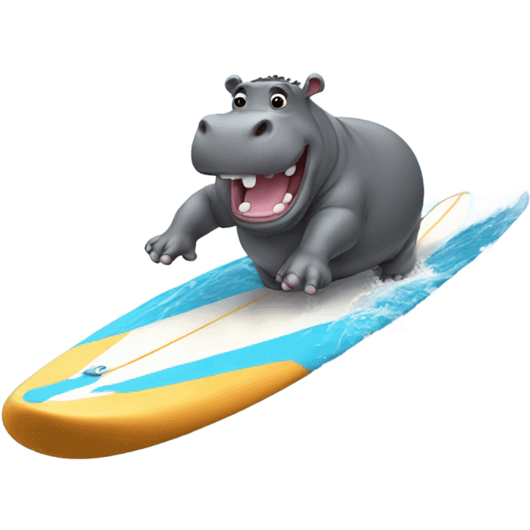 Hippo surfing emoji