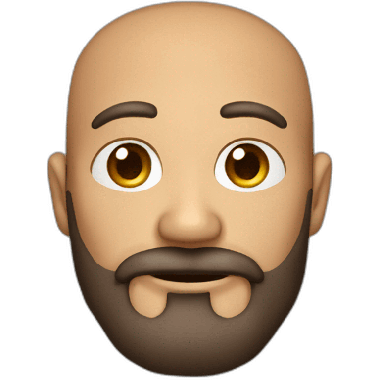 Hombre de 40 años pelo rapado y barba recortada con los ojos marrones y una talla en la cabeza emoji