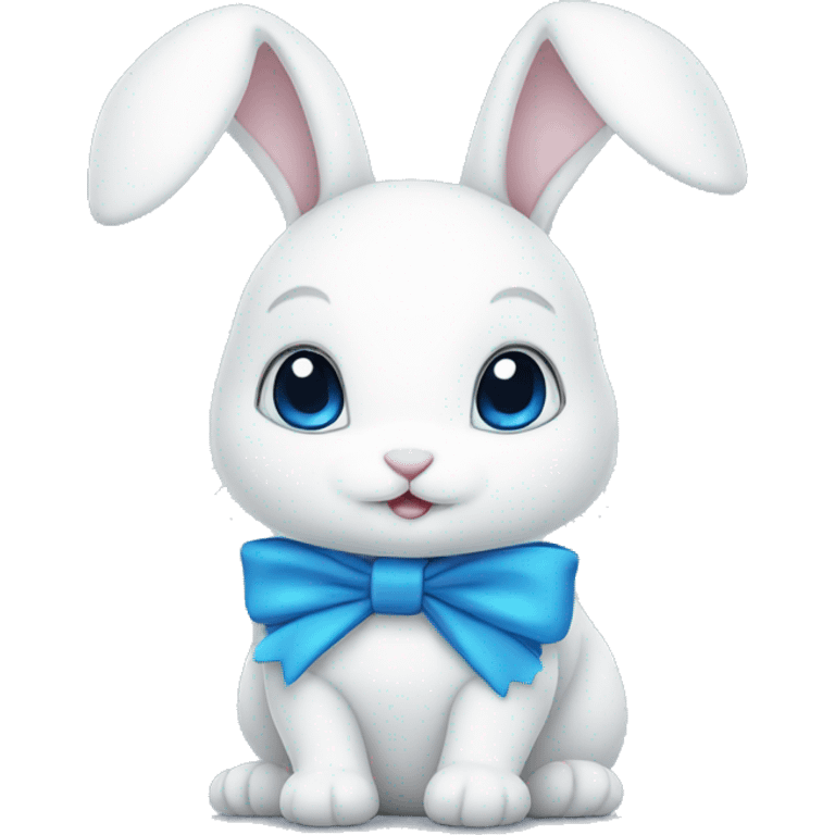 white bunny with blue bow emoji