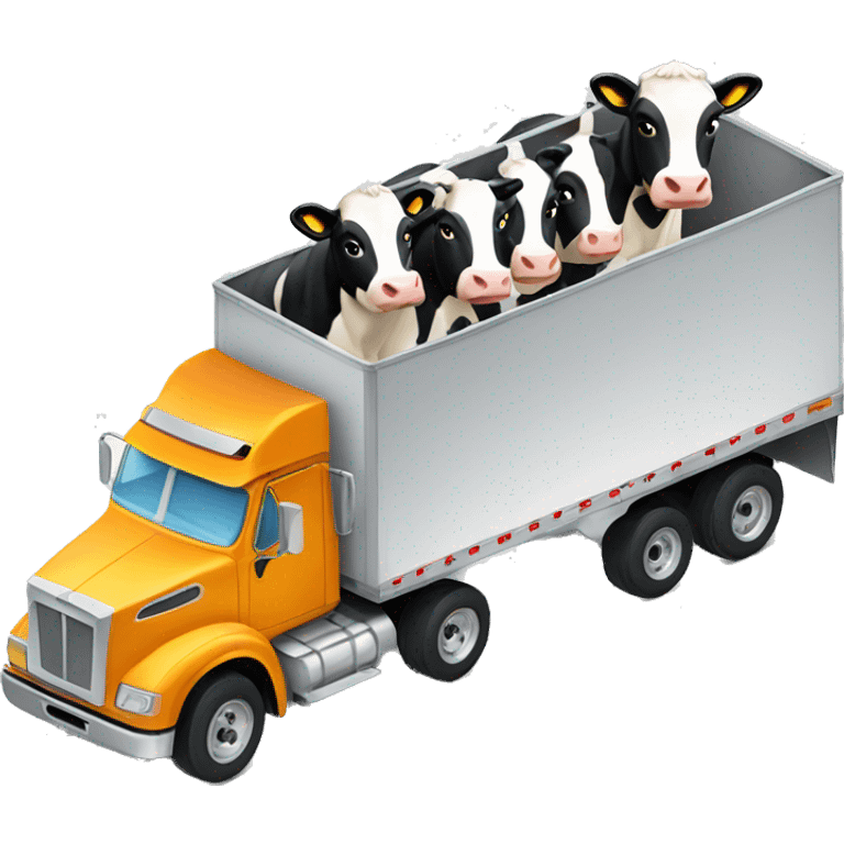 truck pulling trailer with cows emoji