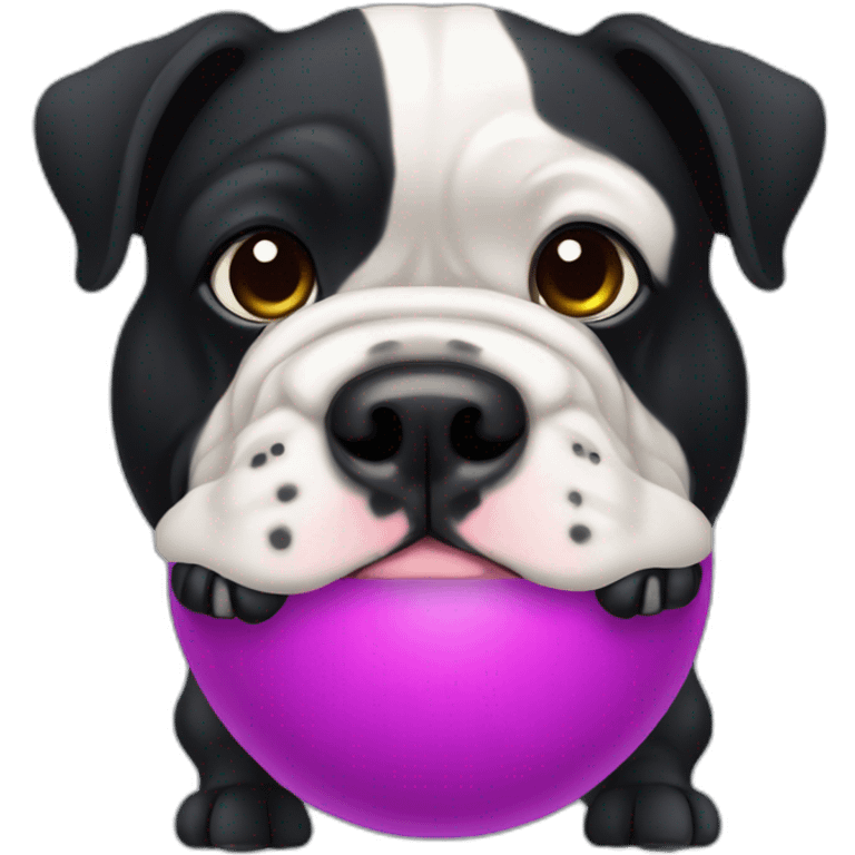 Black Cute french buldog with ball emoji