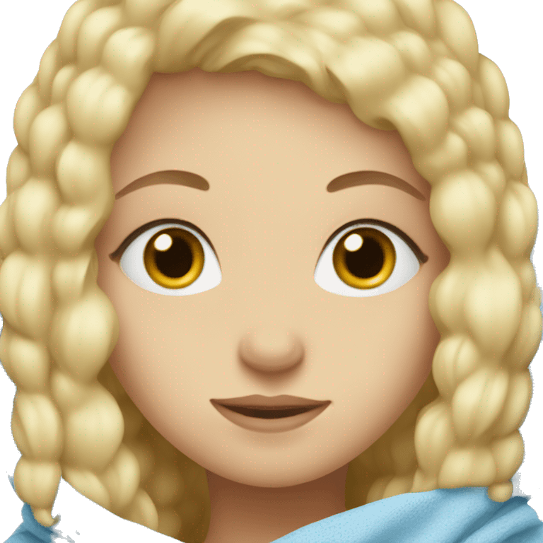 A blonde girl with blue eyes in a blanket  emoji