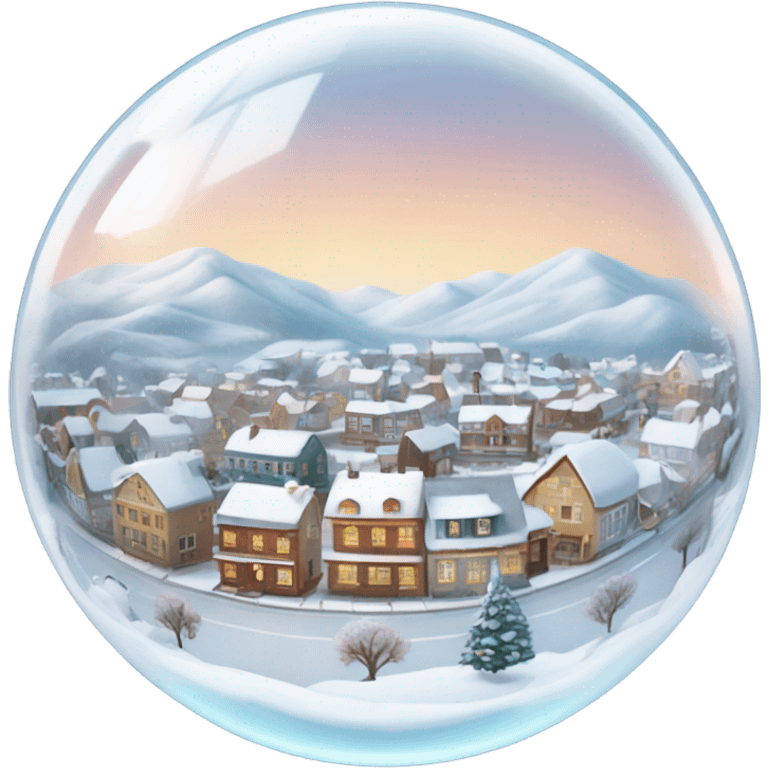 Semi circular glass dome with January small town inside very pretty emoji