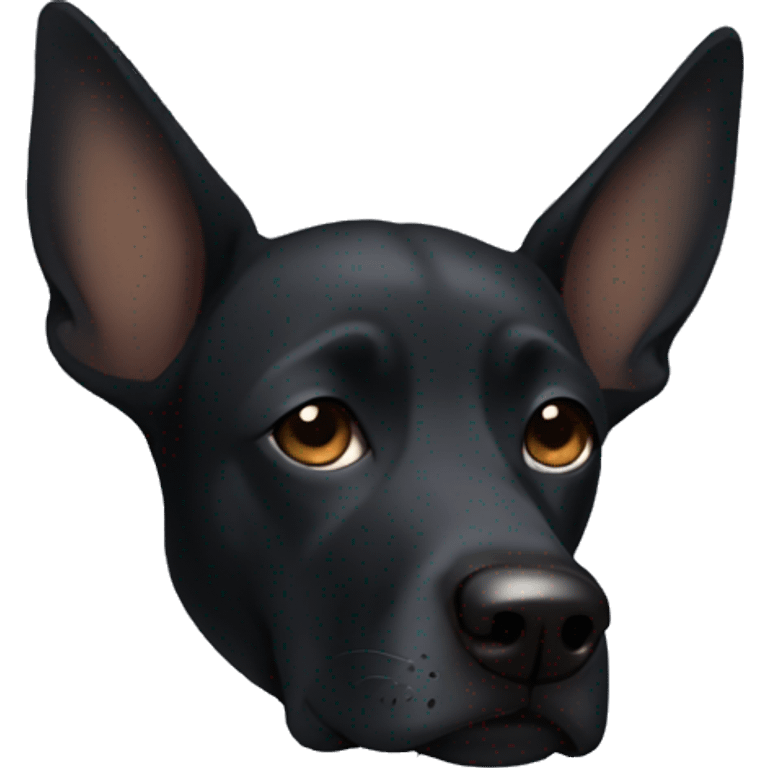 Black dog with pointy ears sleeping emoji