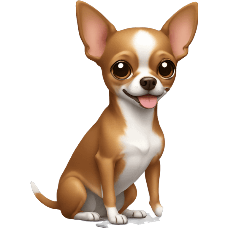 A brown chihuahua using laptop emoji