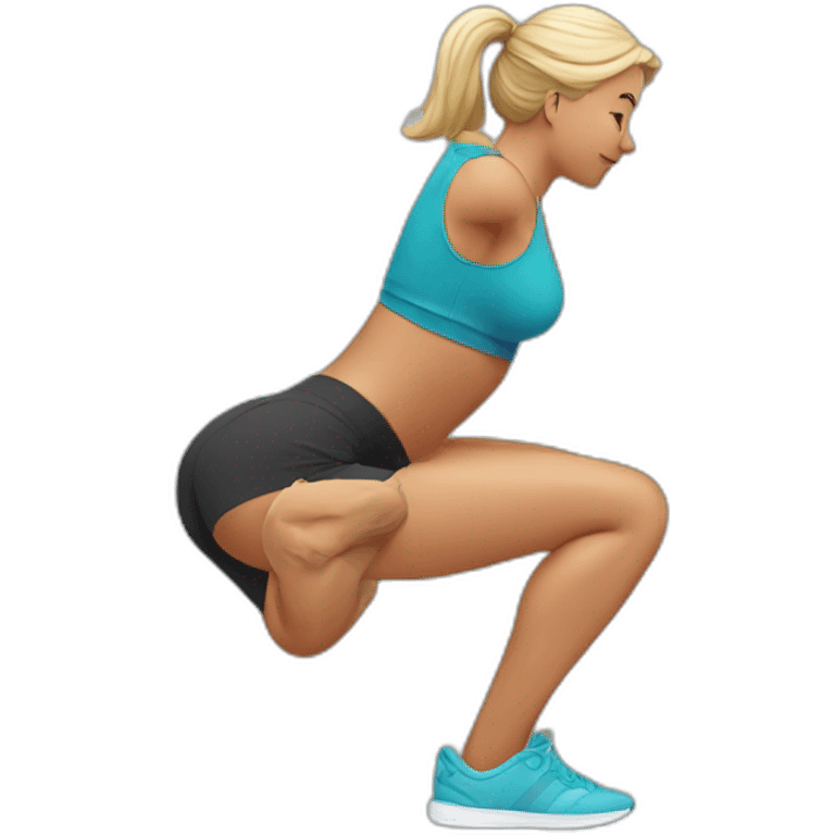  woman doing squats whith only leg emoji