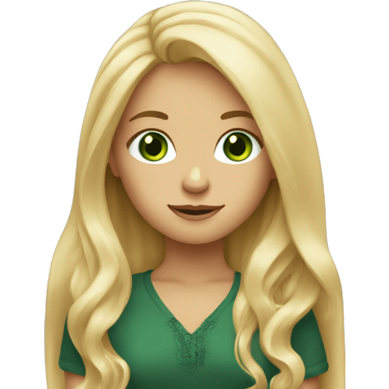 blonde girl with long hair green eyes emoji