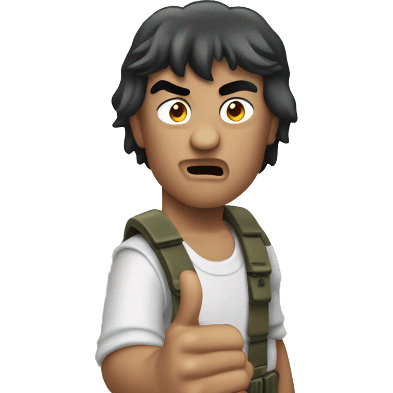 create an evil looking rambo who points his finger forward emoji