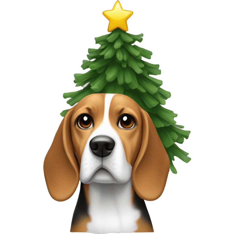 Beagle with christmas tree on head emoji