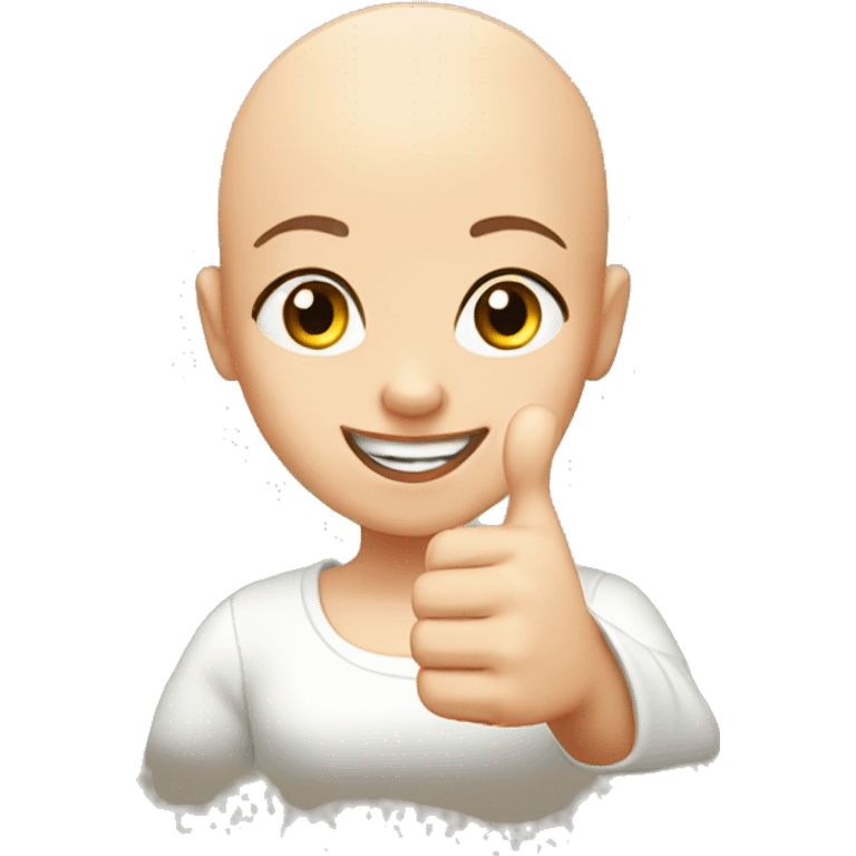 bald girl with thumb up emoji