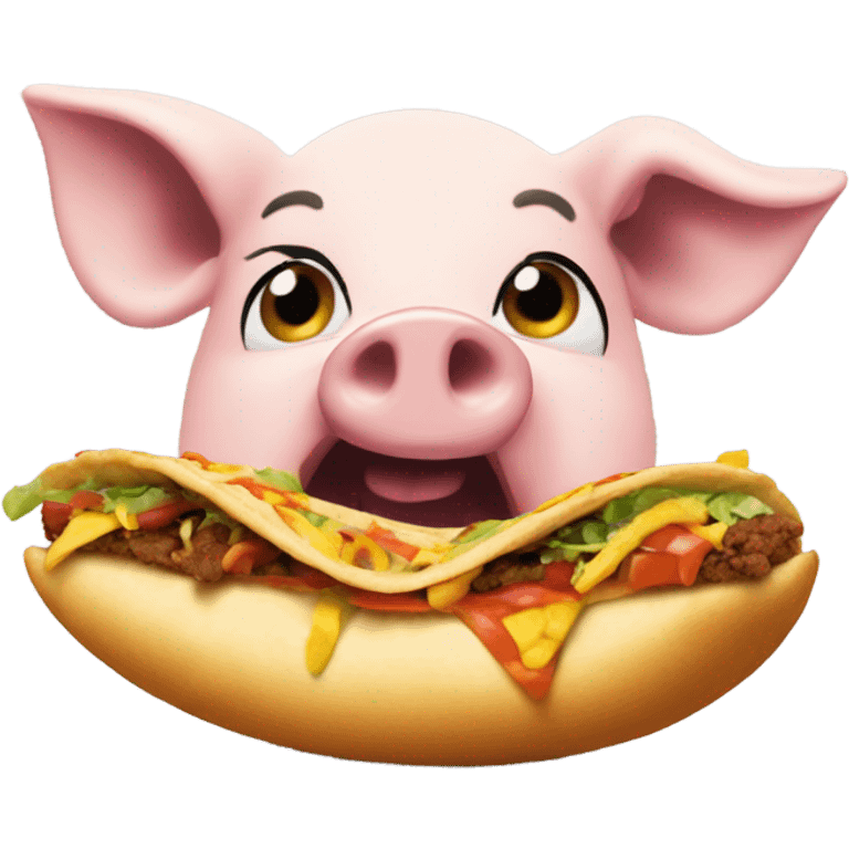 Pig eating Taco Bell chalupa  emoji