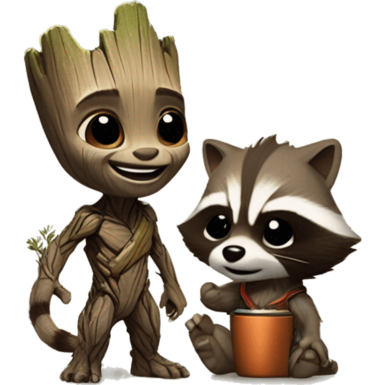 baby groot and rocket racoon emoji