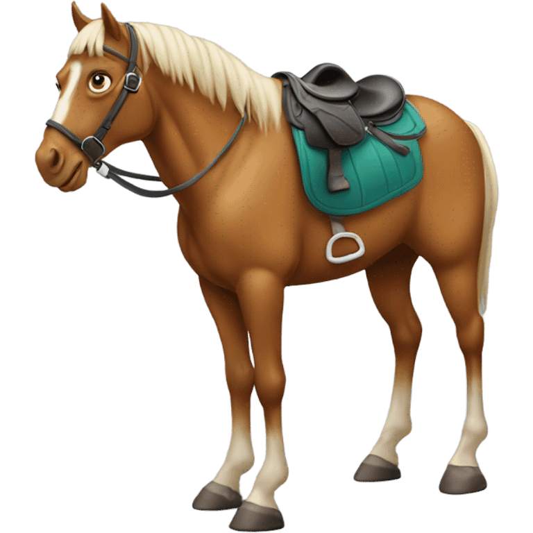 a horse with a big smelly poo on its saddle emoji