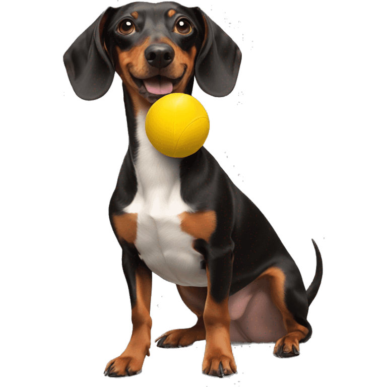 Weiner dog with yellow ball emoji