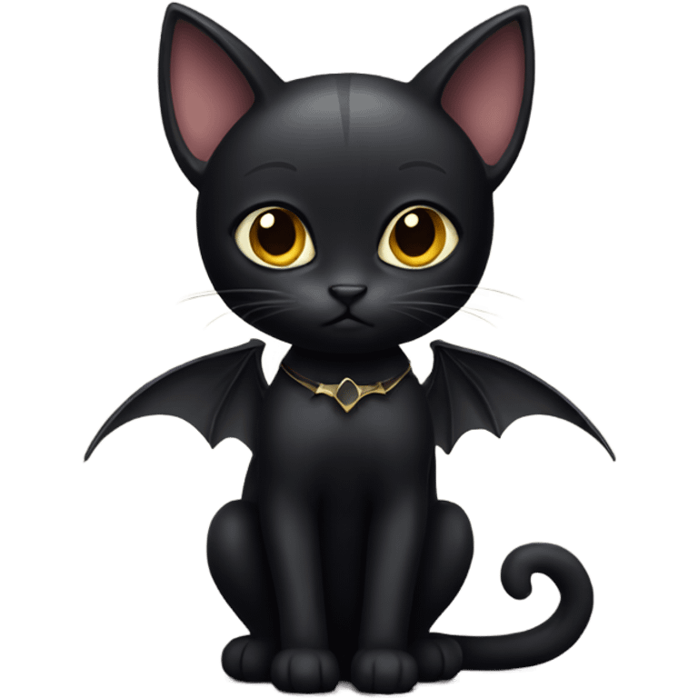 Black cat with bat wings emoji