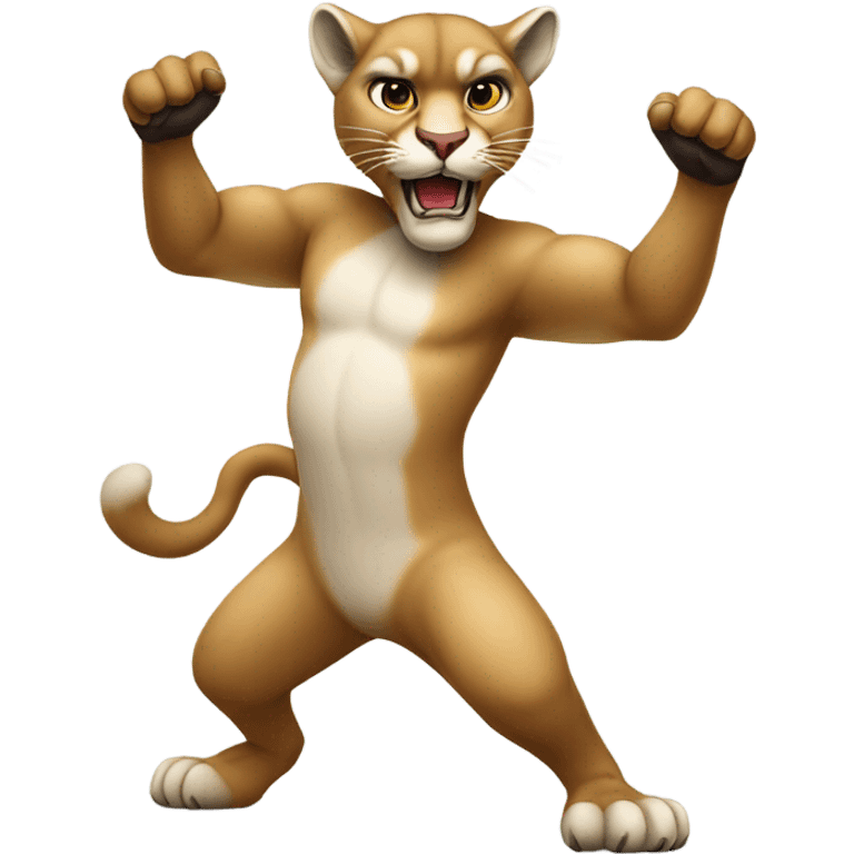 Cougar in a king fu pose emoji