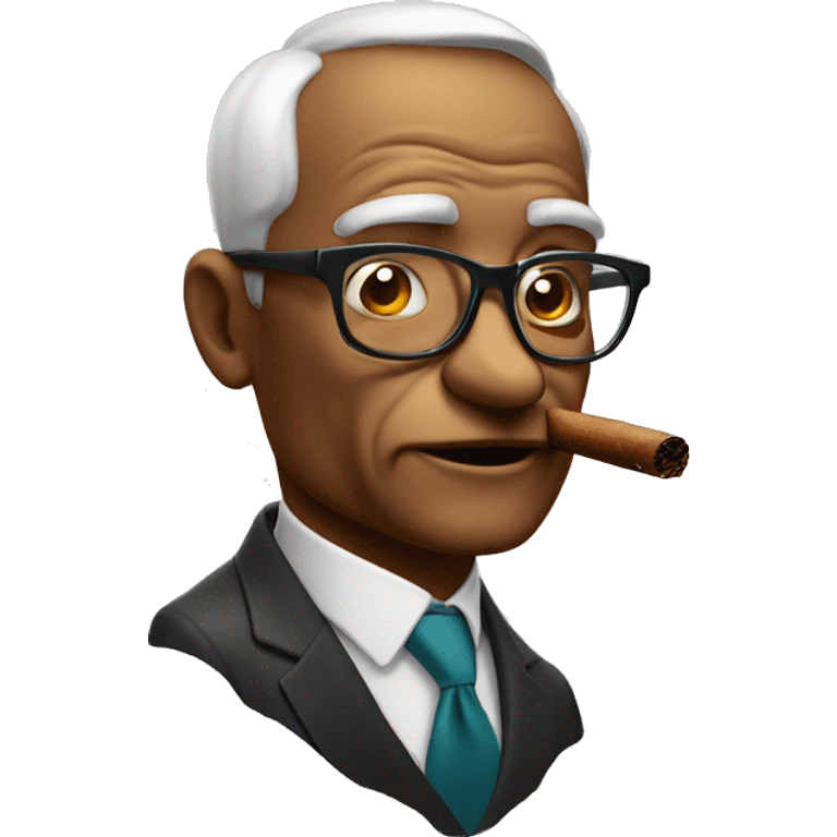 Old shimpanze with glasses! Completely bold smoking a cigar emoji