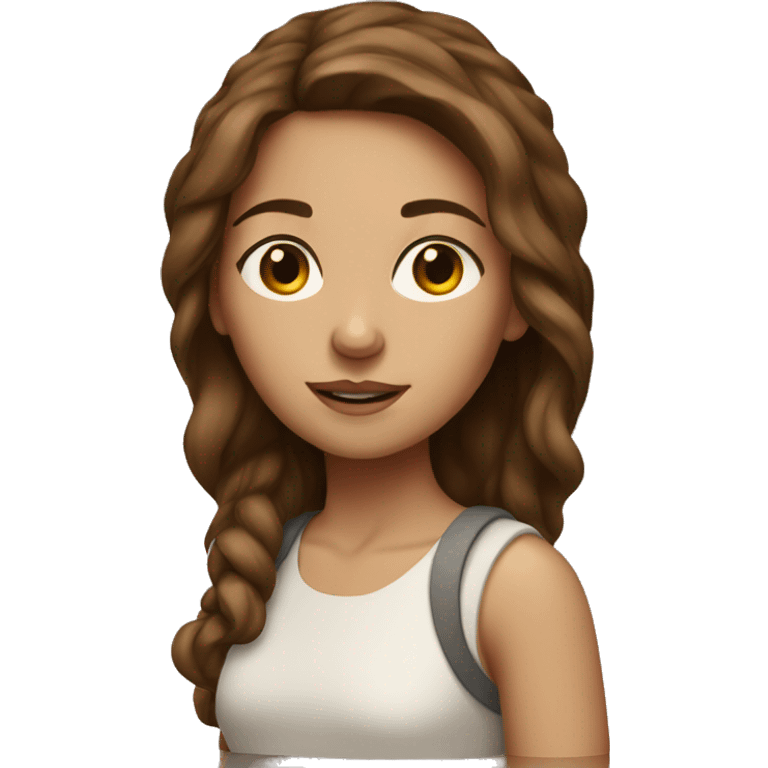 Ran girl with brown hair painting emoji