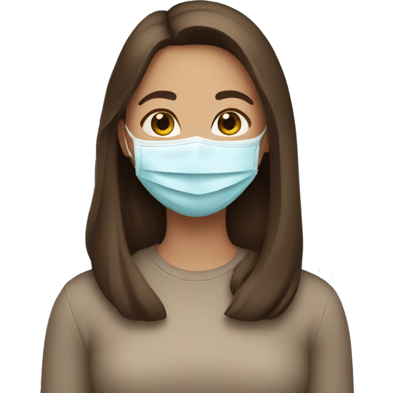 Girl with brown hair with a face mask on emoji