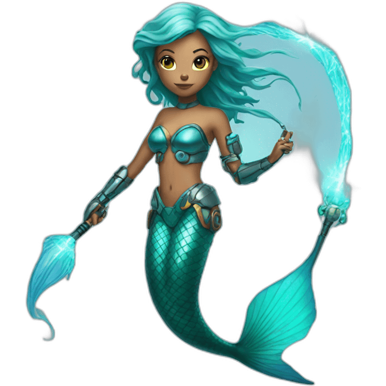 mermaid cyborg with a laser whip emoji