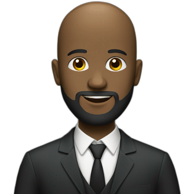 Full length suited bald headed black man with a beard emoji