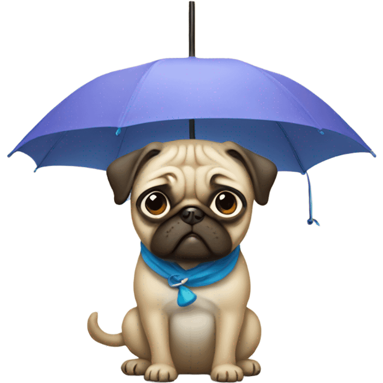 Pug holding umbrella emoji