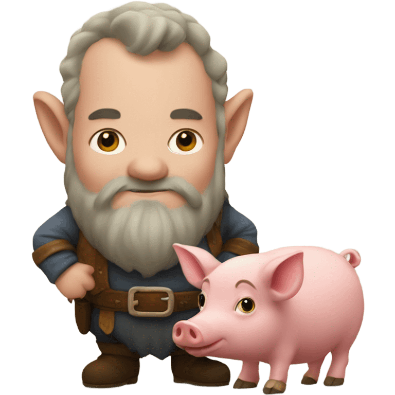 A dwarf on a pig emoji