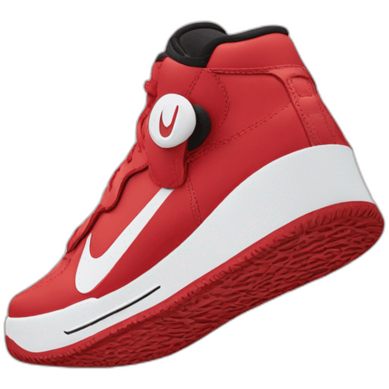 Chaussure Nike rouge et blanche avec le logo en noir emoji