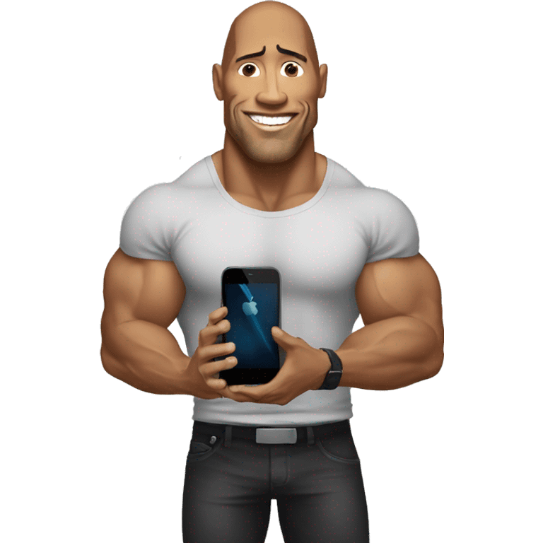 the rock holding an iphone emoji