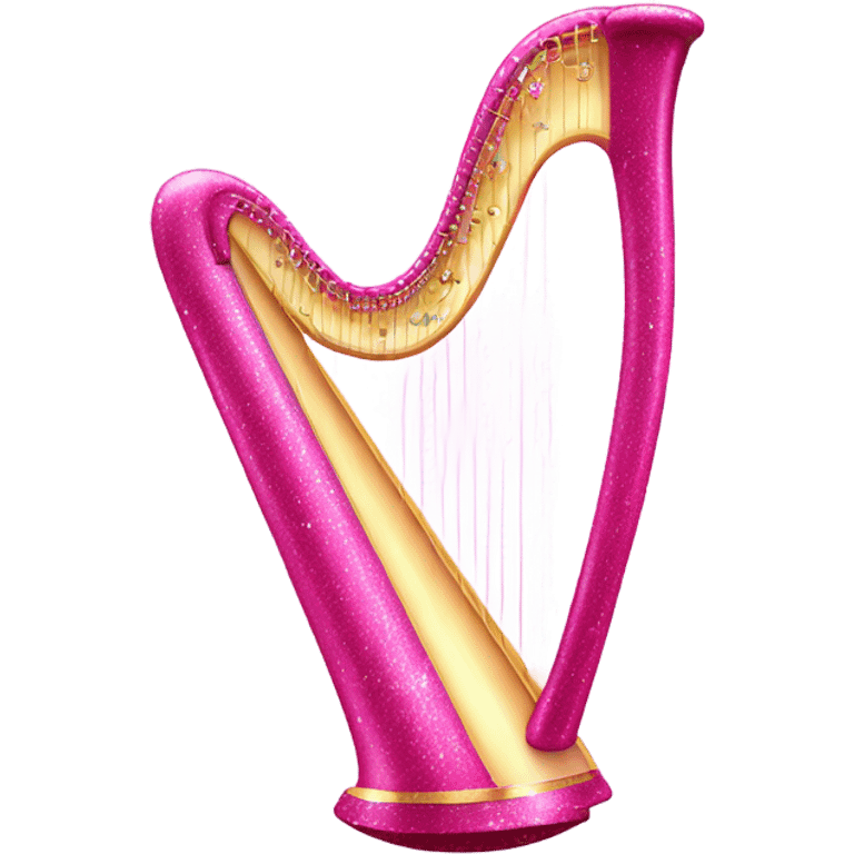 Pink ombre harp with glitter emoji