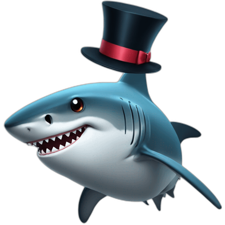 Shark with a top hat emoji