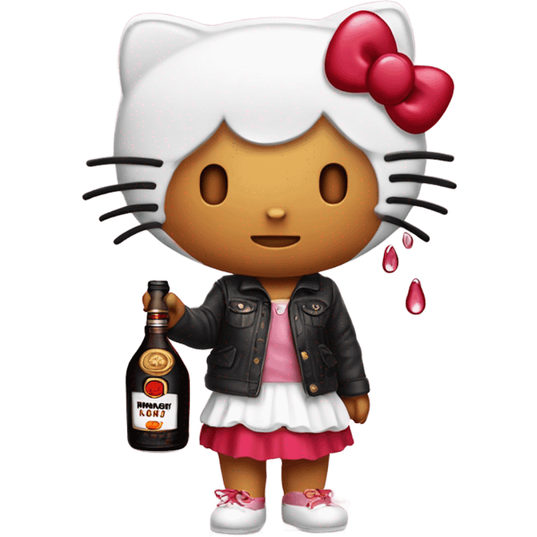 Hello kitty crying tears holding Hennessy😭  emoji