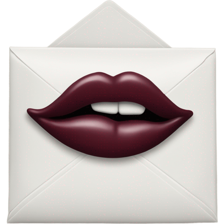 White envalope sealed with a burgundy lipstick kiss emoji