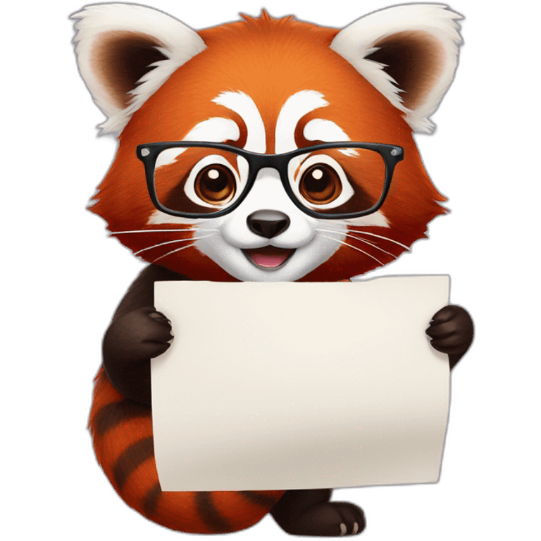 a red panda with glasses holds a piece of paper emoji