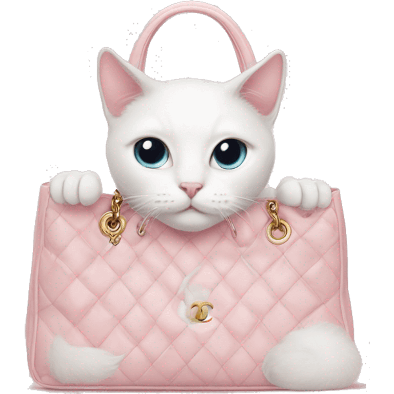 White cat in light pink chanel bag emoji