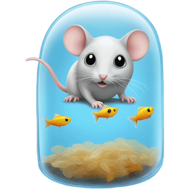 transparent conputer mouse with fishes inside  emoji