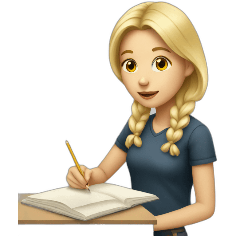 Blonde Girl studying in art school emoji