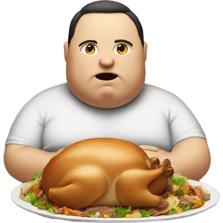 Fat person eating a big dinner emoji