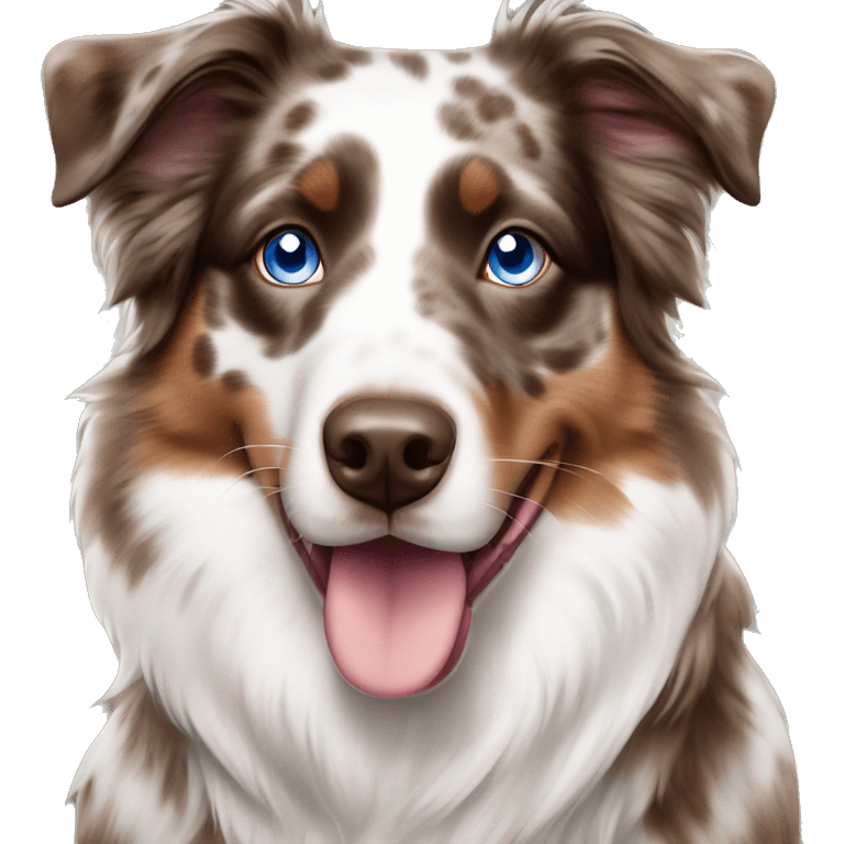 Brown Merle Australian shepherd with blue eyes emoji