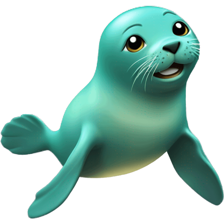 teal-coloured seal in front of light explosion emoji