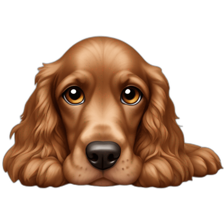 Cachorro Cocker spaniel marrom dormindo olhos fechados emoji