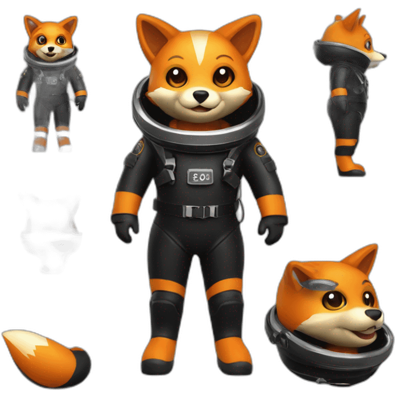 fox in black rubber shiny diving suit emoji