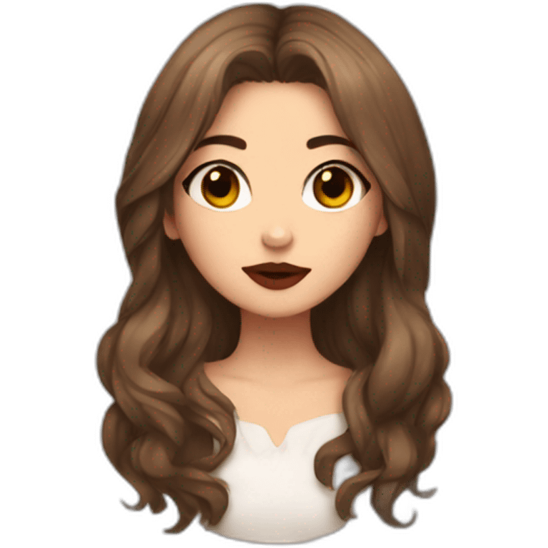  girl brown long hair lipstick wolf ears  emoji