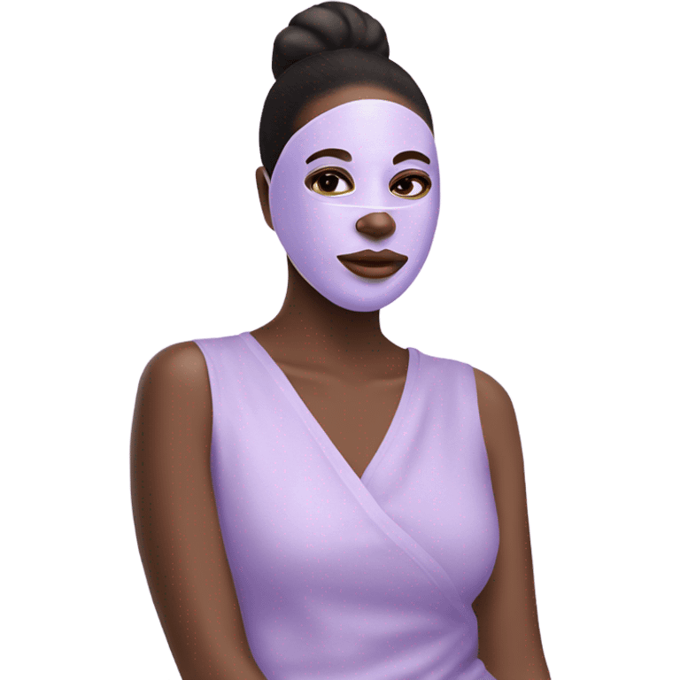 Lady with pastel Purple face mask spa beauty full face relaxing emoji