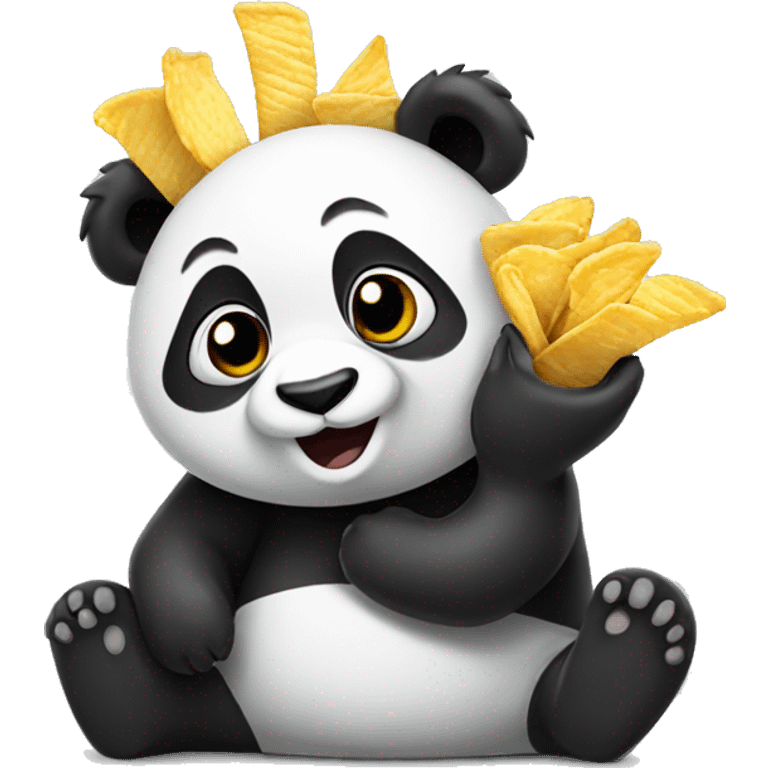 Panda eating chips emoji